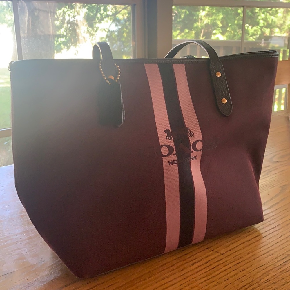 NWT Coach City Tote wine and pink with bag